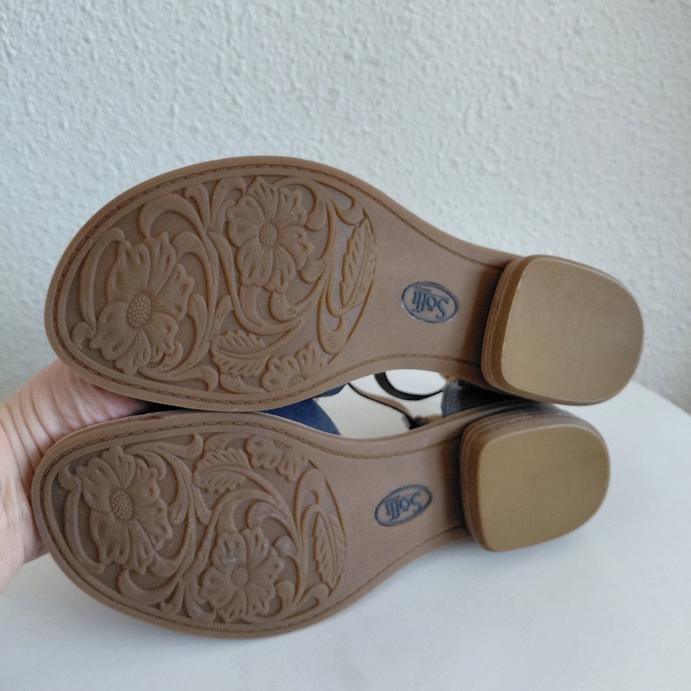 New without box  Soft Faxyn Womens Ankle Straps Stacked Heel Leather Sandals - Picture 13 of 16